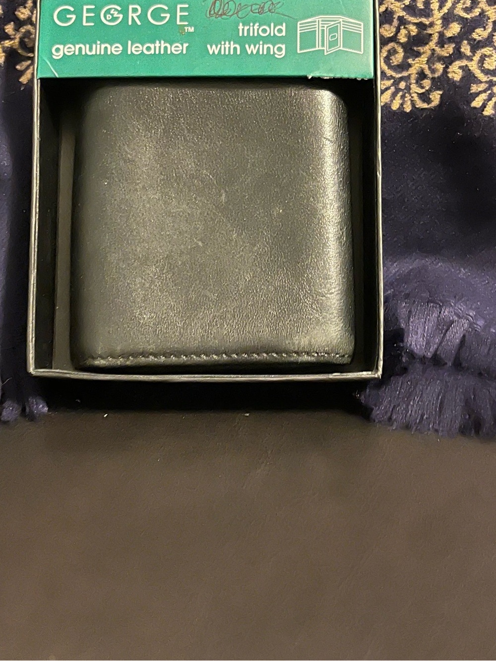 George Black Genuine Leather Trifold Wallet